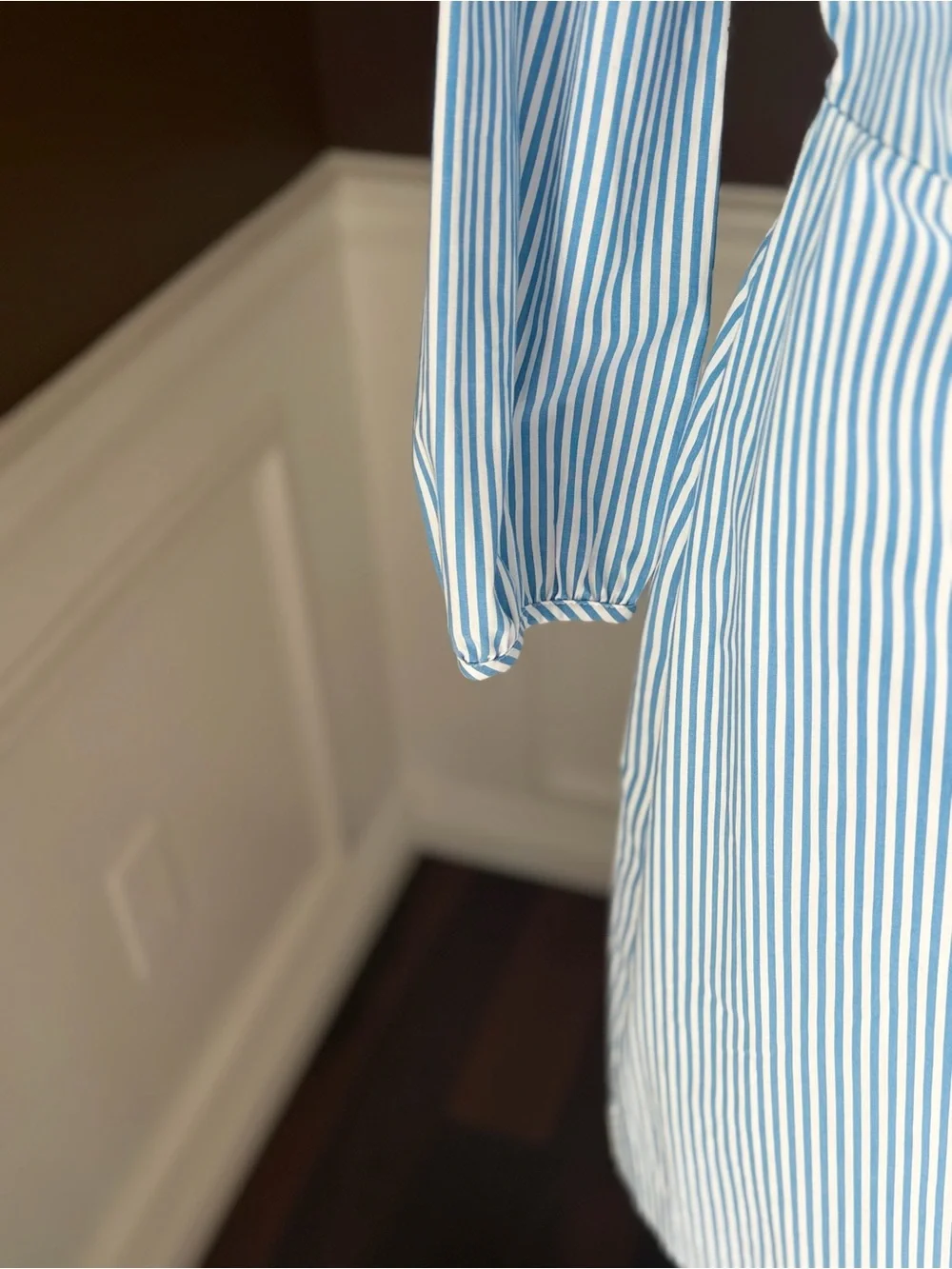 J Crew Blue/White Stripped Wrap Dress Cotton Poplin Size 2